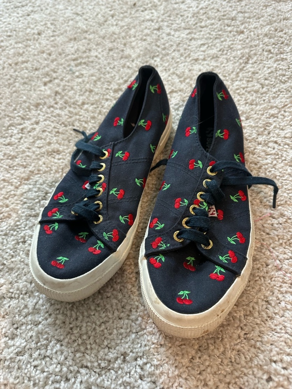 Black Cherry Embroidered Canvas Sneakers size 8